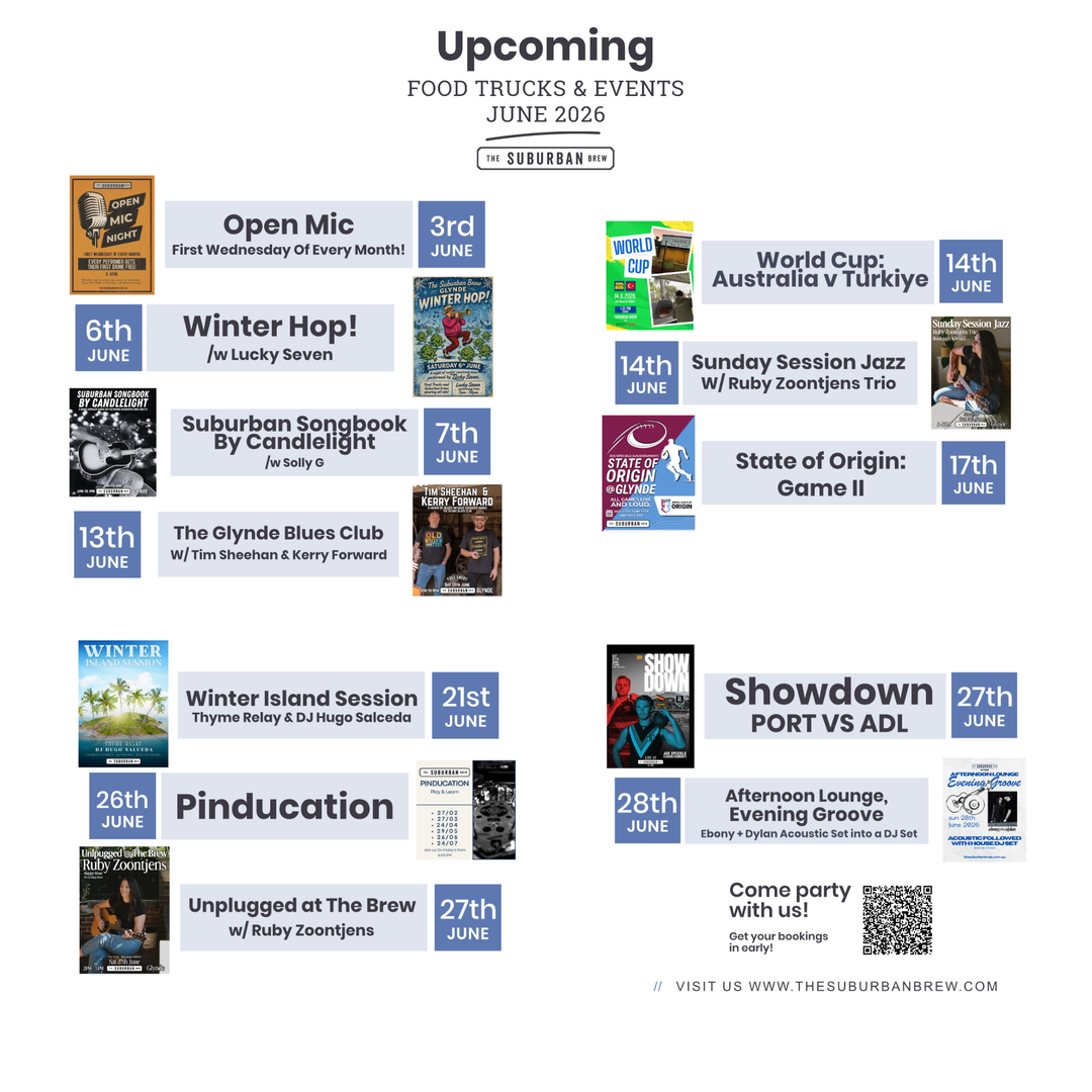 Upcoming Events @ The Suburban Brew - June 2026