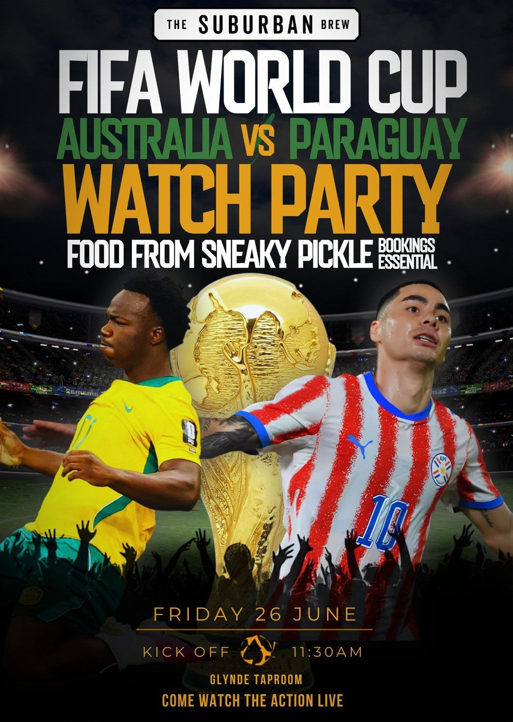 Watch FIFA World Cup - Australia vs Paraguay at The Suburban Brew Glynde Adelaide SA