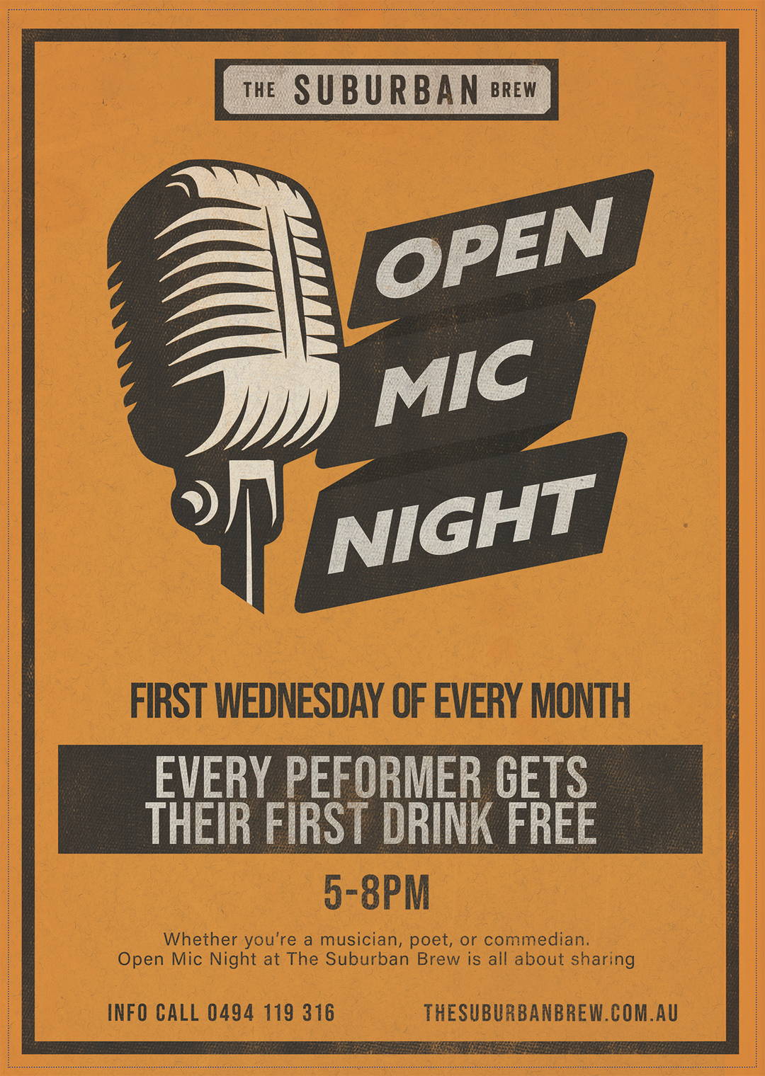 Open Mic Night at The Suburban Brew | First Wednesday Monthly