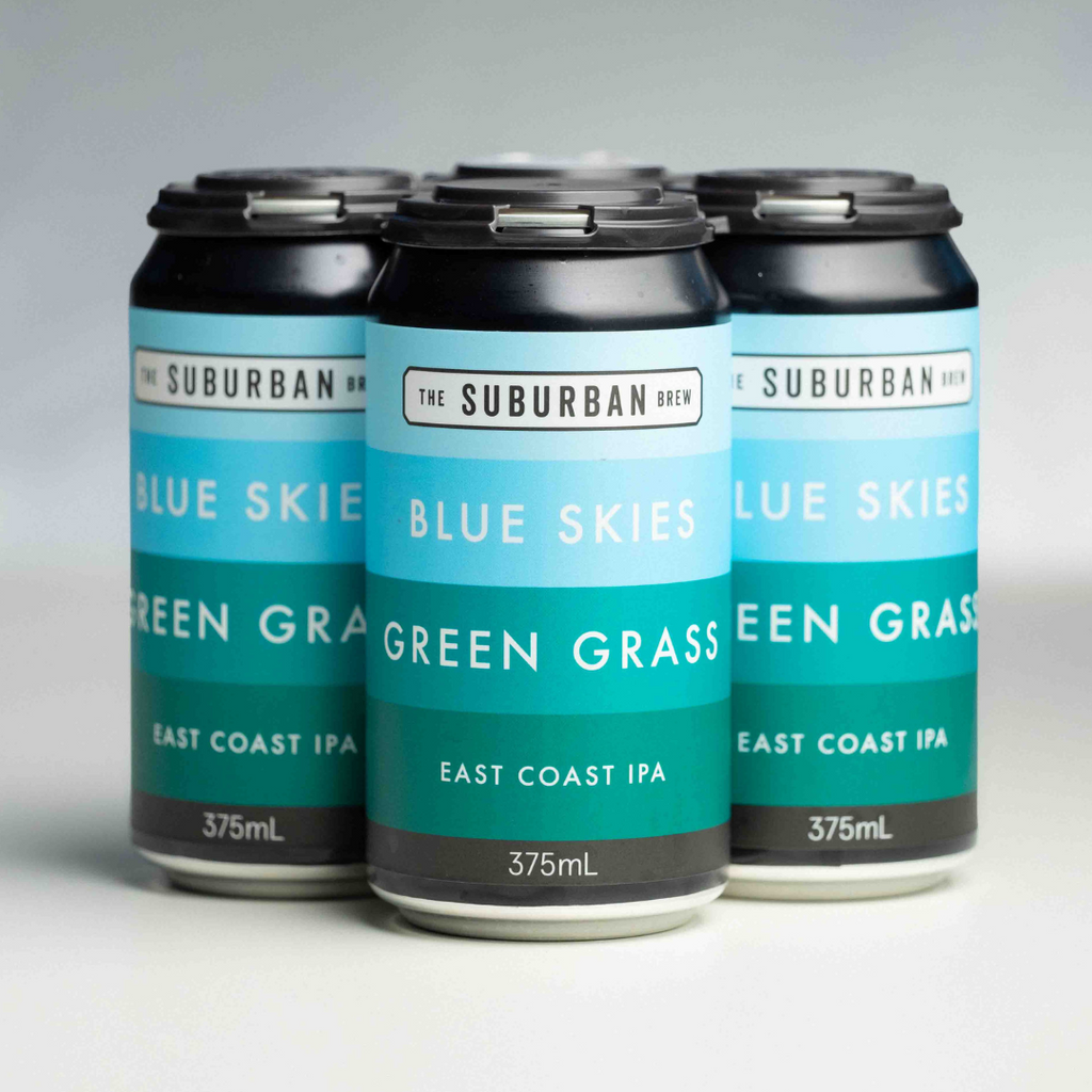 A can of Blue Skies Green Grass East Coast IPA by The Suburban Brew, with a blue and green label, indicating the flavor and style of the beer.

craft beer from The Suburban Brew Adelaide - Award-winning craft beer