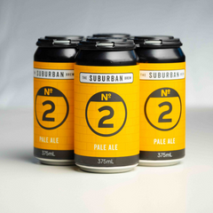 A can of 'The Suburban Brew No. 2 Pale Ale' with a yellow and black label, indicating a 350ml volume, and hops visible in the design.

craft beer from The Suburban Brew Adelaide - Award-winning craft beer