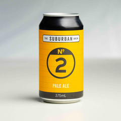 A can of 'The Suburban Brew No. 2 Pale Ale' with a yellow and black label, indicating a 350ml volume, and hops visible in the design.

craft beer from The Suburban Brew Adelaide - Award-winning craft beer